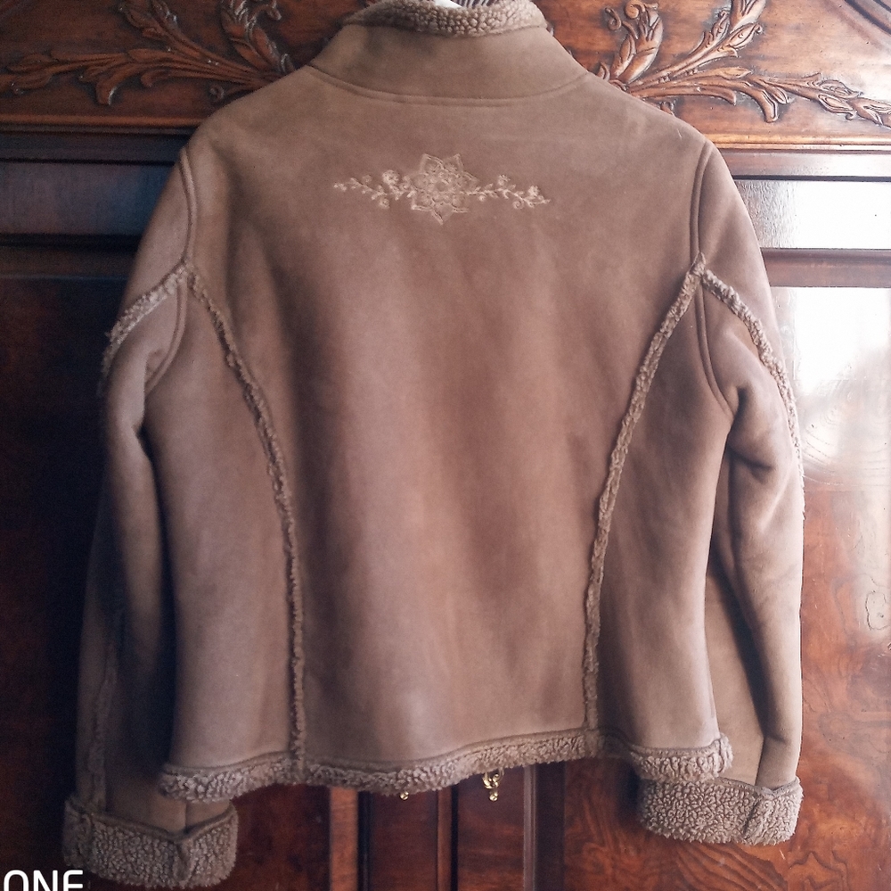 L.L.Bean suede sherpa embroidered jacket M - Picture 10 of 10